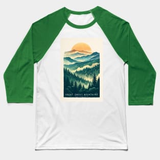 Great Smoky Mountains national park travel poster Baseball T-Shirt